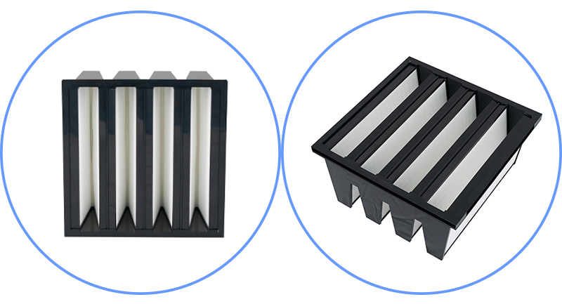 Filtre hepa à cellules de type V à en-tête unique