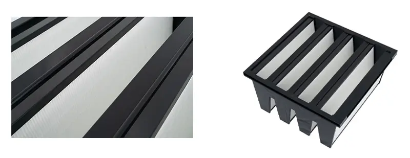 V Bank 미니 주름 중간 효율 공기 필터